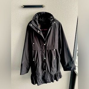 Raincoat with removable faux fur lining
